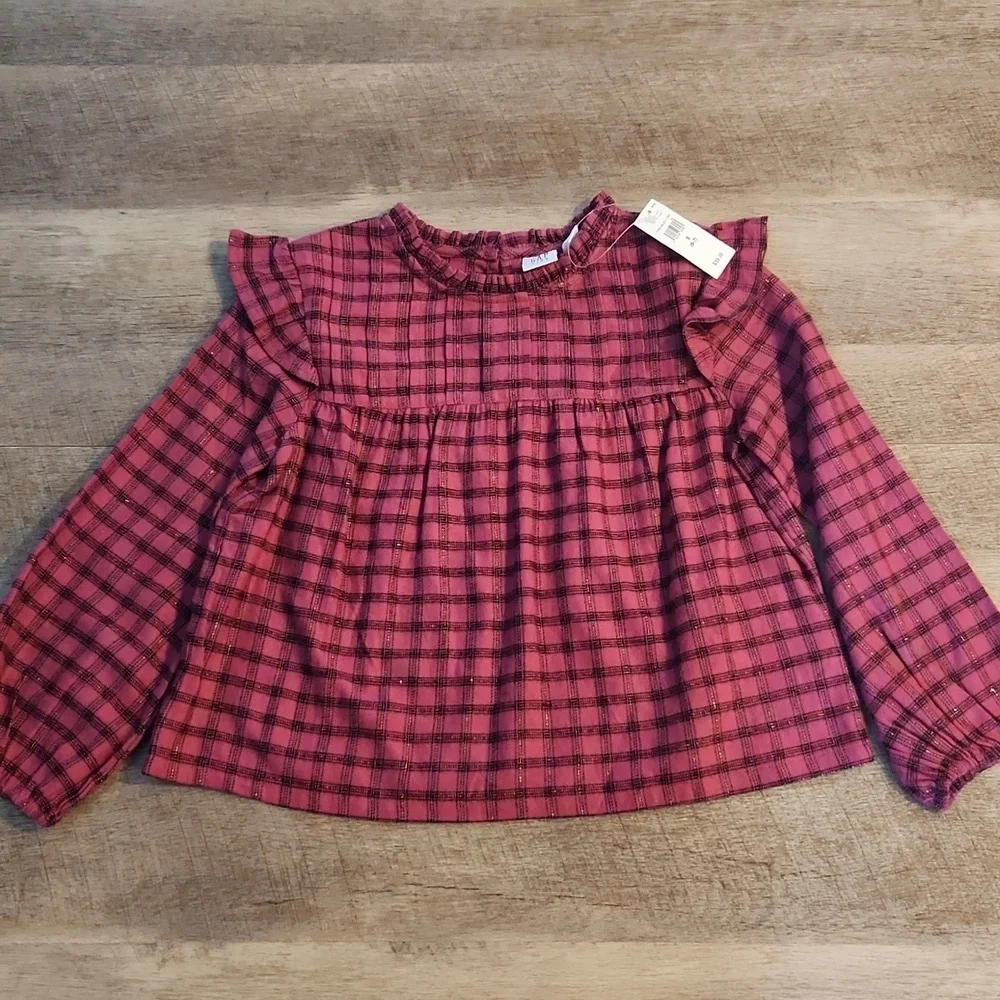 Gap Pink Plaid Girls Long Sleeve Shirt. NWT! Size Small.